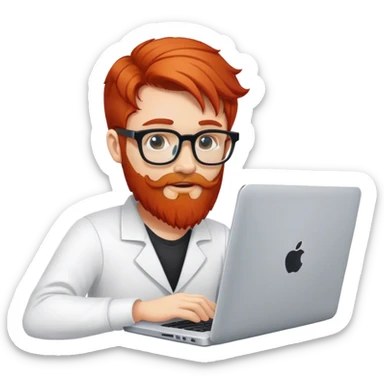 Create a redhead programmer using his laptop. Don't give him a beard, but give himglasses sticker