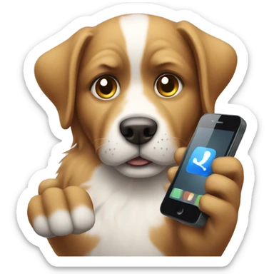 Doggie with a phone in his paw sticker