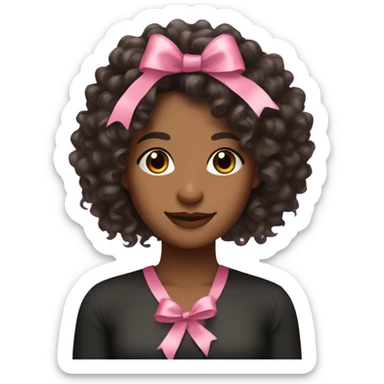 pretty brown woman with long black curly hair with pink ribbon  sticker