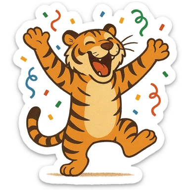 tiger celebrating, variation 7 sticker