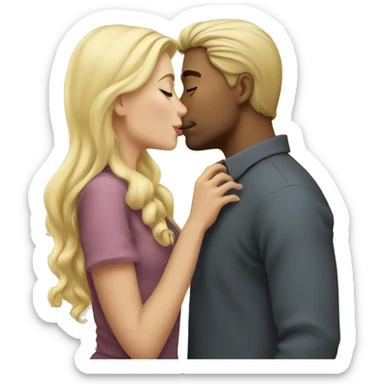 Blonde girl kisses a man sticker