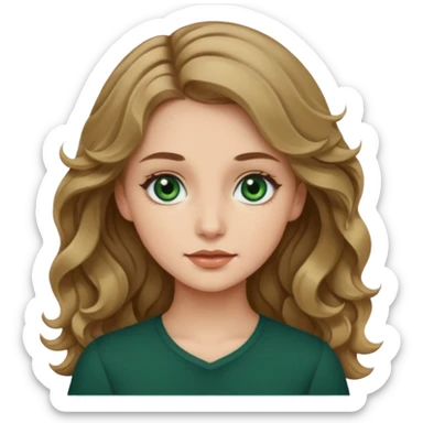 chica ondulada con ojos verdes oscuros blanquita de piel y pelo rubio oscuro sticker