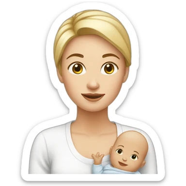 A white woman with an infant sticker