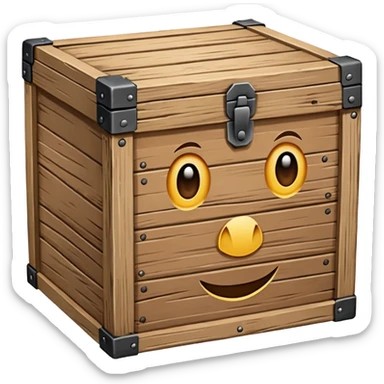Draw a box made of three non-fruit wooden boards with a front view
 sticker