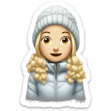 Blonde girl with weird winter clothing sticker