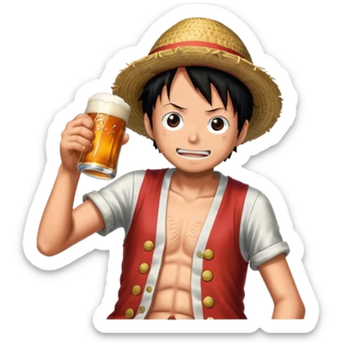 Luffy drink beer full hd sticker
