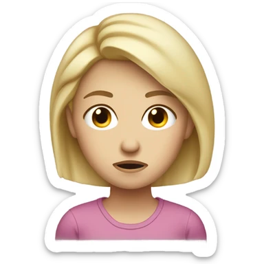 Blonde white girl with disappointed face  sticker