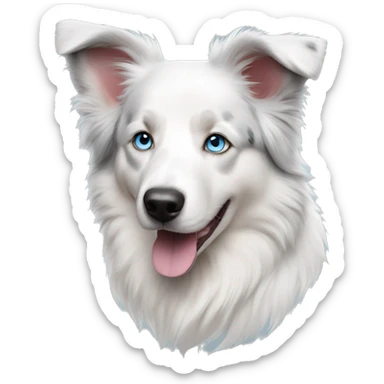 Solid white Australian shepherd blue eyes sticker