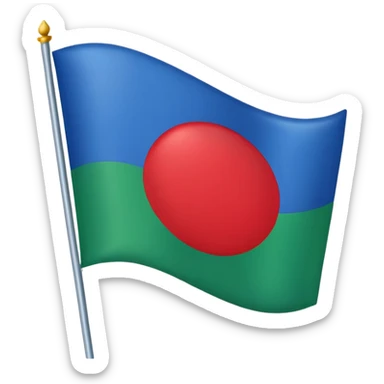 Un drapeau avec du bleu en haud du vers en bas et un cercle rouge aj milieux sticker