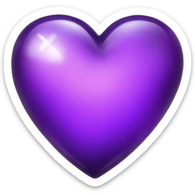Shiny glass violet heart  sticker