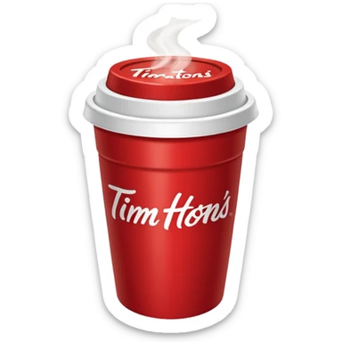 Tim Hortons coffee, it should be red cup with white write writing " Tim Hortons" and a White lid make it a large sticker
