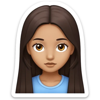 girl with light brown skin, dark eyes and dark straight long hair sticker