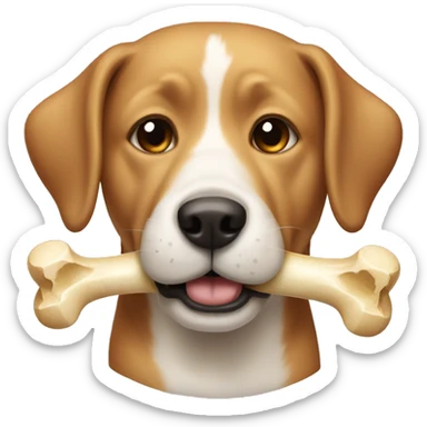 Dog with a bone in there mouth  sticker