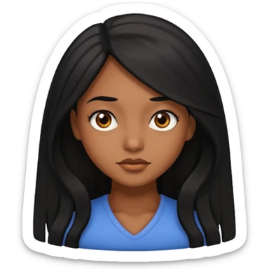pretty brown skin woman with long black hair and brown eyes with the side eye expression  sticker