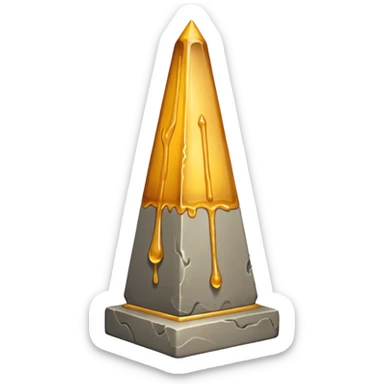 gray obelisk with honey sticker