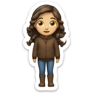 winter, christmas, hispanic, long brown hair, girl, brown eyes, child, full body sticker
