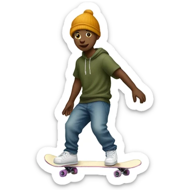 A skater wearing a baggy sticker