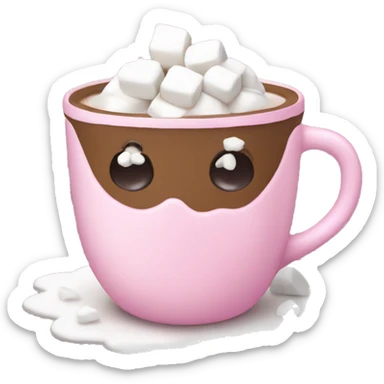 Pink hot cocoa with snowflake marshmallows  sticker