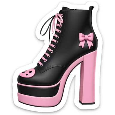 BLACKPINK-inspired gothic shoes, no hearts, black and pink, cute  sticker