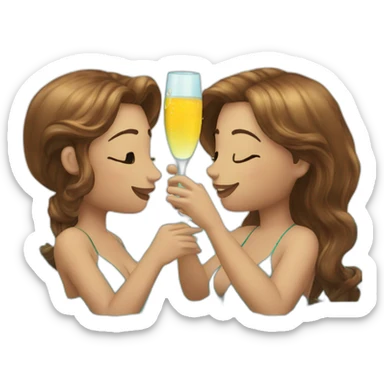 Two Mermaids with brown hair drinking champagne sticker
