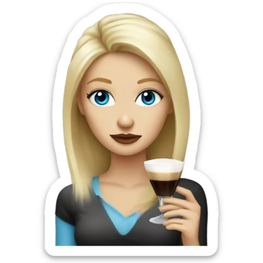 blonde hair blue eye girl drinking espresso martini  sticker