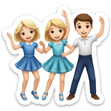 2 girls and 1 boy dancing  sticker
