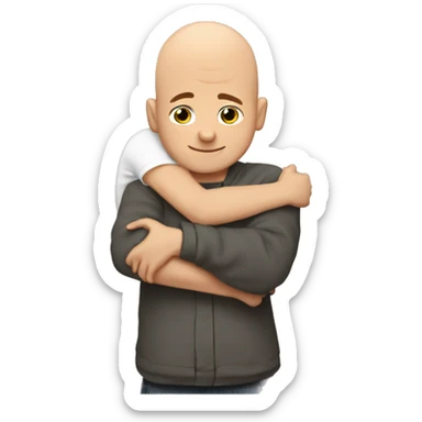 Bald boy hugging ￼ sticker