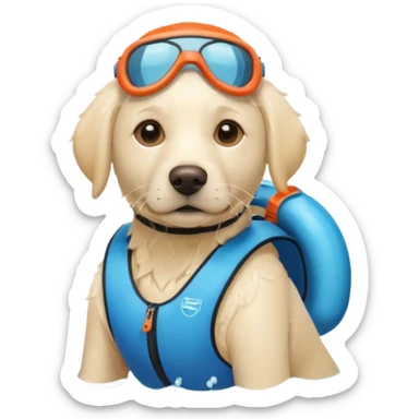 White labrador with snorkel and and swimmers vest sticker