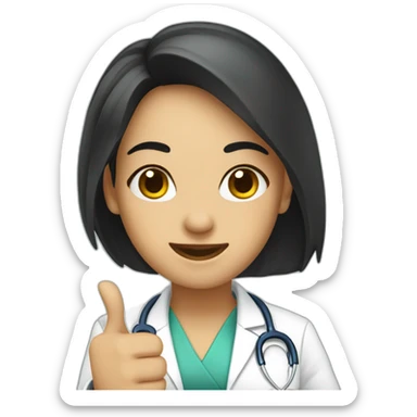 doctor girl with dark hair thumbs up sticker