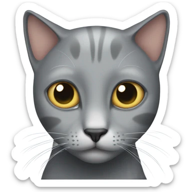 Grey cat with missing right ear sticker