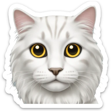 long haired cat white with black spot sticker