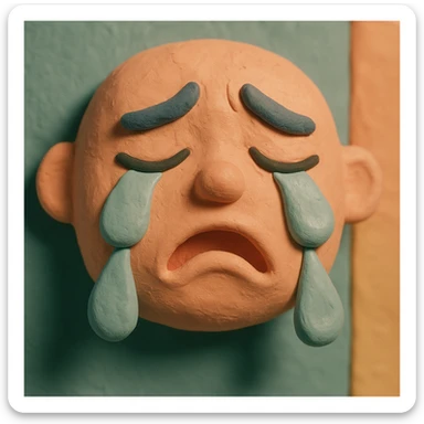 Tears in claymation style, matte texture with soft pastel colors. sticker