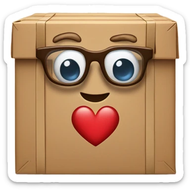 caja inteligente con lentes arriba de un corazon gigante sticker