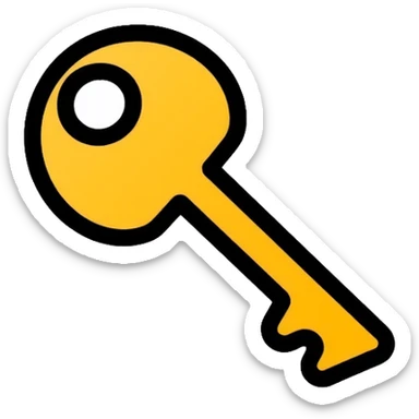 ultra minimal golden key, simplest possible shape sticker