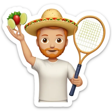 A ginger with a taco shape head. With a tennis rackets  sticker