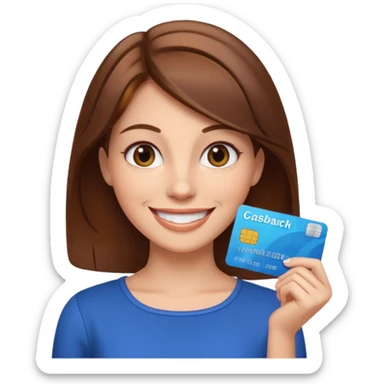 lady brown hair happy cashback sticker