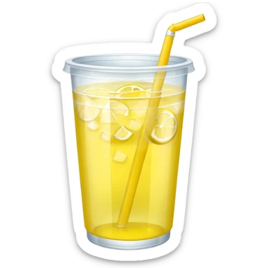 lemonade in a plastic cup without a lid and straw sticker