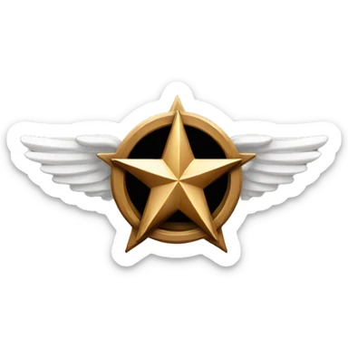 Bronze military badge with 3 stars in the center and 4 wings behind sticker