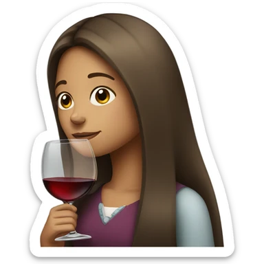 profile of a girl with long hair with a wine glass  sticker