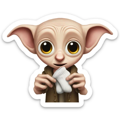 Dobby from harry potter holding socks sticker