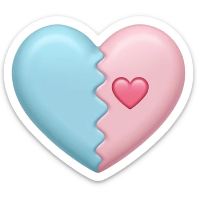 Corazón de dos colores q sea celeste y rosa, ambos colores pasteles sticker