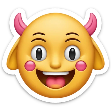 can you do the drooling emoji rotated right slightly with two ear emojis place over it, them mirroring one another, and then can you do a rocking out emoji over top all of it that is flipped completely upside down sticker
