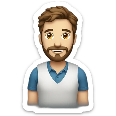 entrepreneurial character with brown hair and beard being a programmer sticker