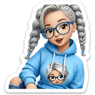 smiling girl in torn jeans sticker