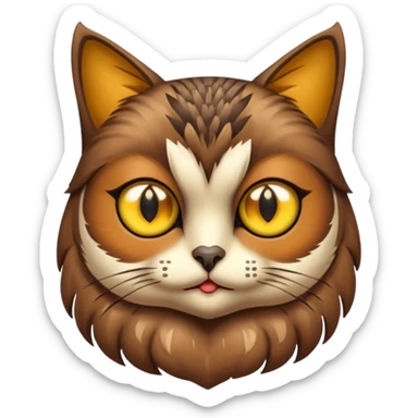 A cat with a owl body sticker