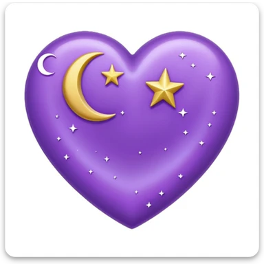 purple heart with a moon and stars sticker