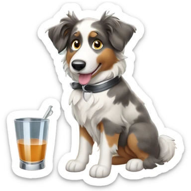 Australian shepard bartending  sticker