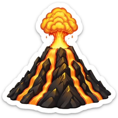 Volcano erupting gold sticker
