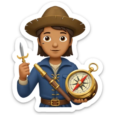 Columbus with compas and knife sticker