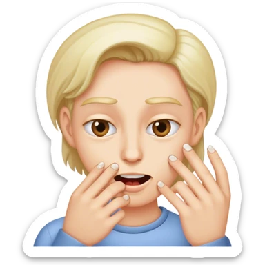 Person biting index fingernail sheepishly sticker